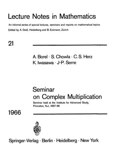 Tapa de Seminar on complex multiplication