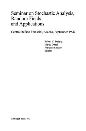 Tapa de Seminar on Stochastic Analysis, Random Fields and Applications