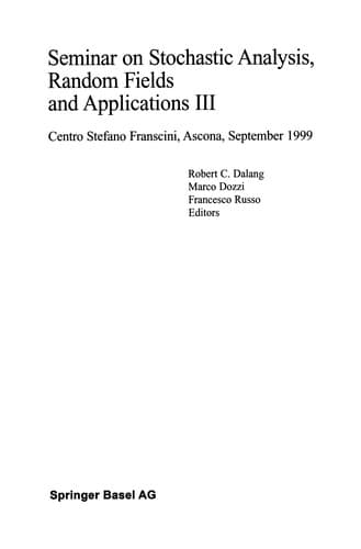 Tapa de Seminar on Stochastic Analysis, Random Fields and Applications III