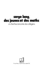 Tapa de Serge Lang, des jeunes et des maths