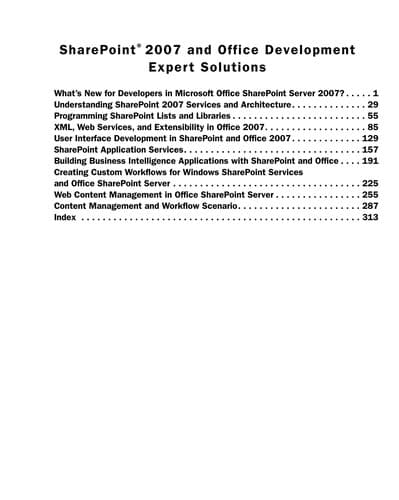 Tapa de SharePoint 2007 and Office development expert solutions