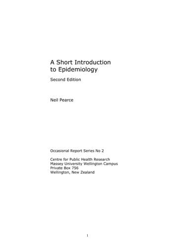 Tapa de A short introduction to epidemiology