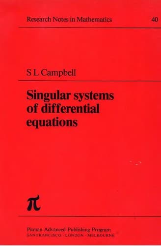 Tapa de Singular systems of differential equations