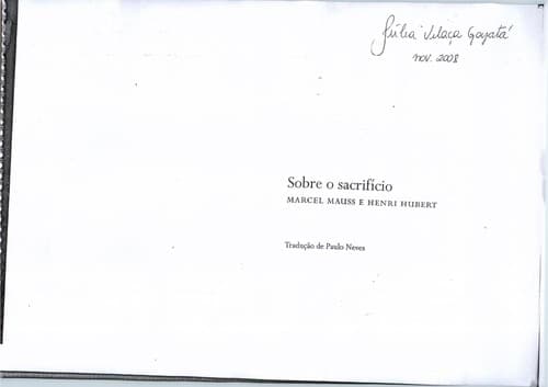 Tapa de Sobre o sacrifício