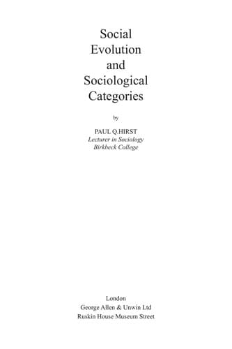 Tapa de Social evolution and sociological categories