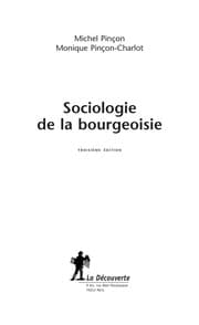 Tapa de Sociologie de la bourgeoisie