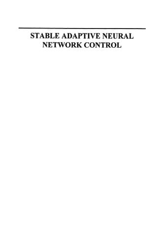 Tapa de Stable Adaptive Neural Network Control