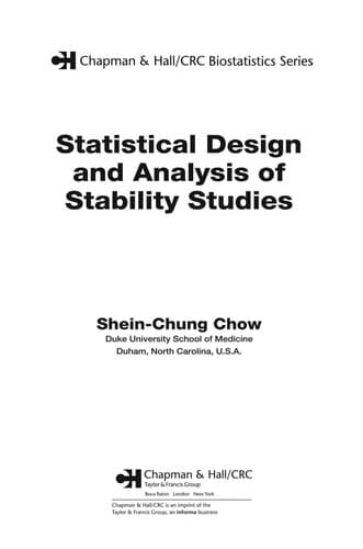 Tapa de Statistical design and analysis of stability studies