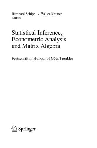Tapa de Statistical Inference, Econometric Analysis and Matrix Algebra