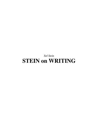 Tapa de Stein on writing