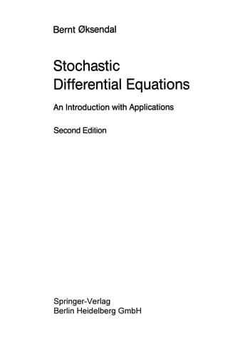 Tapa de Stochastic Differential Equations