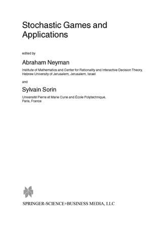 Tapa de Stochastic Games and Applications