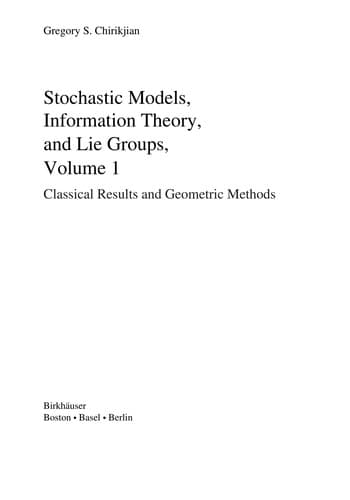 Tapa de Stochastic models, information theory, and lie groups