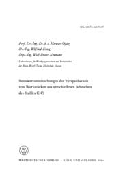 Tapa de Streuwertuntersuchungen der Zerspanbarkeit von Werkstücken aus verschiedenen Schmelzen des Stahles C 45