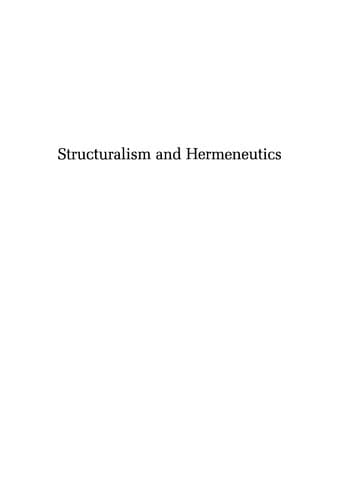 Tapa de Structuralism & hermeneutics