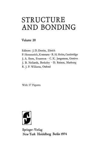 Tapa de Structure and Bonding, Volume 20
