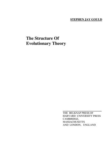 Tapa de The Structure of Evolutionary Theory