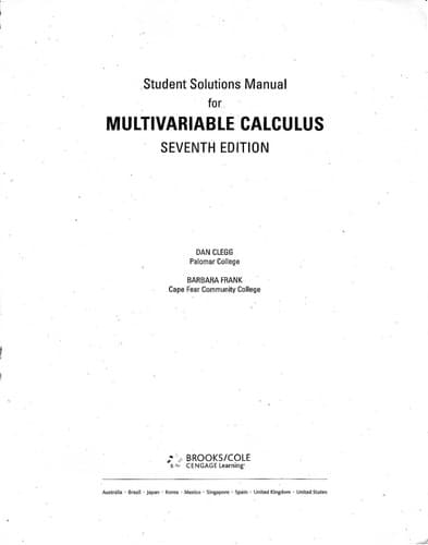 Tapa de Student solutions manual for Multivariable calculus, seventh edition
