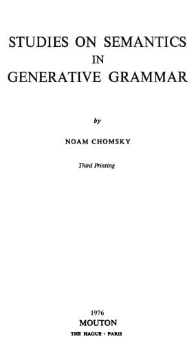 Tapa de Studies on semantics in generative grammar