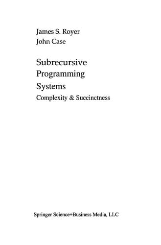 Tapa de Subrecursive Programming Systems