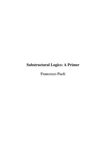Tapa de Substructural logics