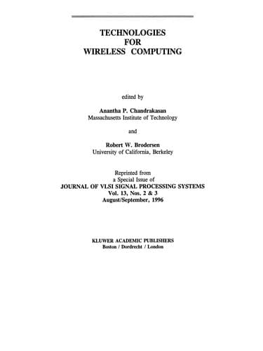 Tapa de Technologies for Wireless Computing