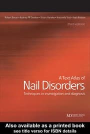 Tapa de TEXT ATLAS OF NAIL DISORDERS: TECHNIQUES IN INVESTIGATION AND DIAGNOSIS; ROBERT BARAN...ET. AL