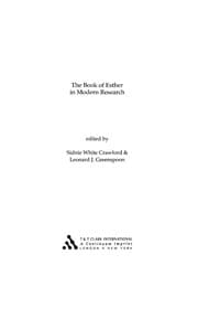 Tapa de Book of Esther in Modern Research