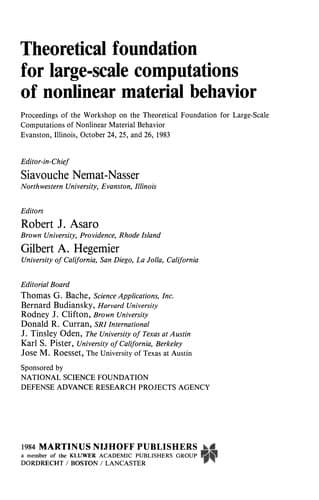 Tapa de Theoretical foundation for large-scale computations for nonlinear material behavior