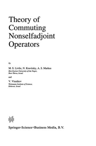 Tapa de Theory of Commuting Nonselfadjoint Operators