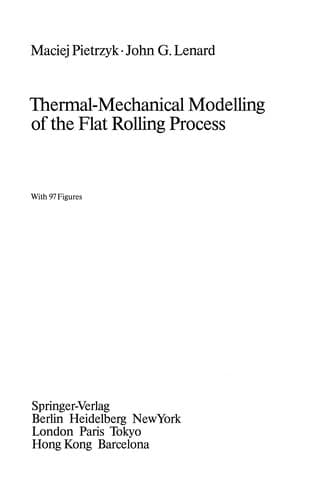 Tapa de Thermal-Mechanical Modelling of the Flat Rolling Process
