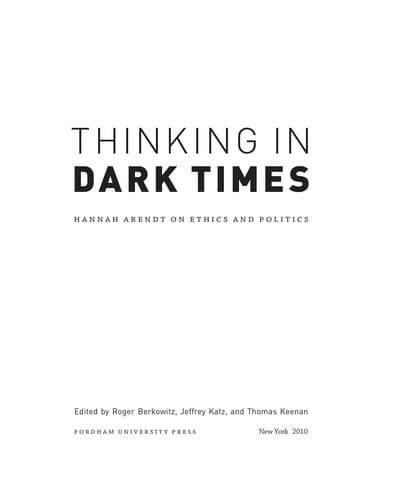 Tapa de Thinking in dark times