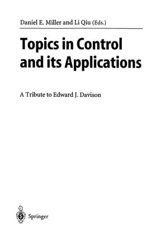 Tapa de Topics in Control and its Applications