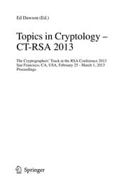 Tapa de Topics in Cryptology – CT-RSA 2013