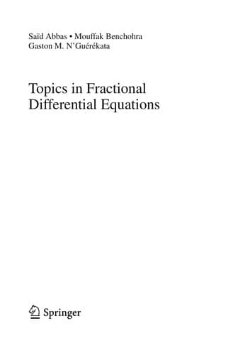 Tapa de Topics in Fractional Differential Equations