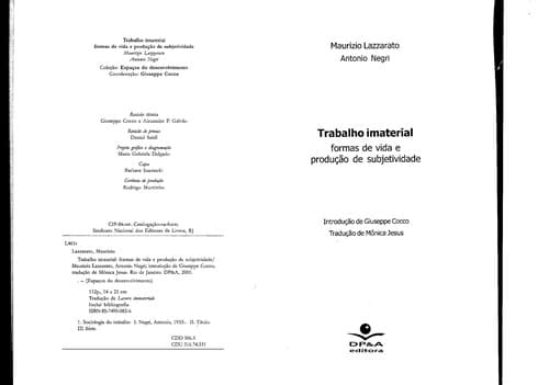 Tapa de Trabalho imaterial