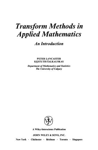 Tapa de Transform methods in applied mathematics