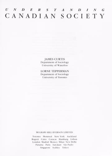 Tapa de Understanding Canadian society