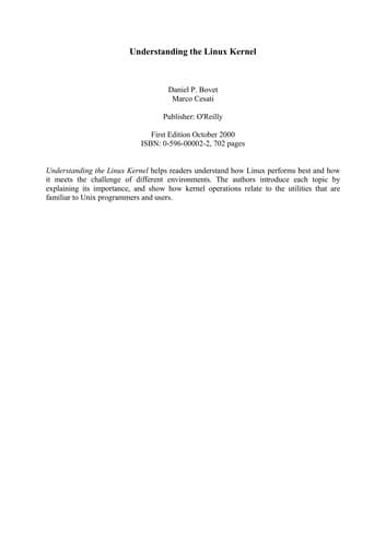 Tapa de Understanding the Linux kernel