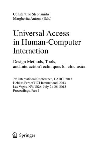 Tapa de Universal Access in Human-Computer Interaction. Design Methods, Tools, and Interaction Techniques for eInclusion