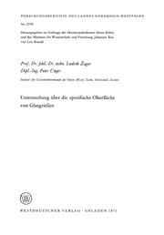 Tapa de Untersuchung über die spezifische Oberfläche von Glasgrießen