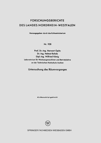 Tapa de Untersuchung des Räumvorganges