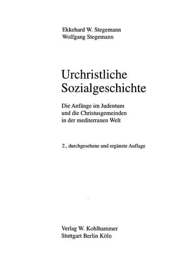 Tapa de Urchristliche Sozialgeschichte
