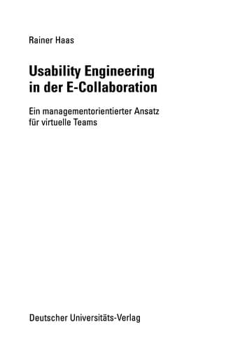 Tapa de Usability Engineering in der E-Collaboration