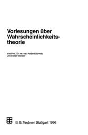 Tapa de Vorlesungen über Wahrscheinlichkeitstheorie
