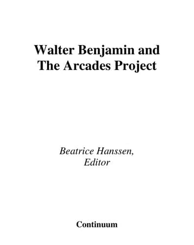 Tapa de Walter Benjamin and the Arcades project