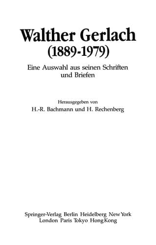Tapa de Walther Gerlach (1889-1979)