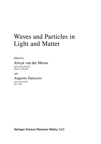 Tapa de Waves and particles in light and matter