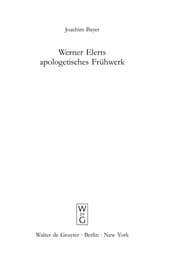 Tapa de Werner Elerts apologetisches Frühwerk