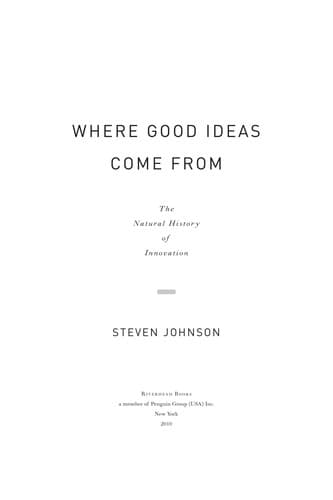Tapa de Where Good Ideas Come From